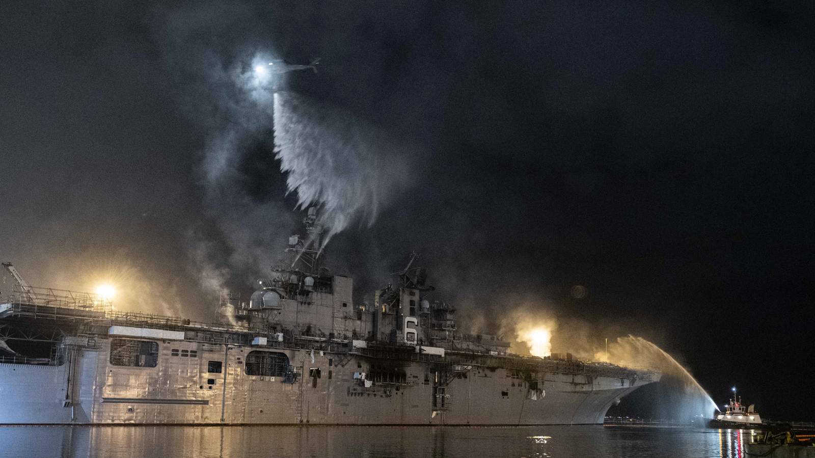 Navy says warship fire in San Diego is now out