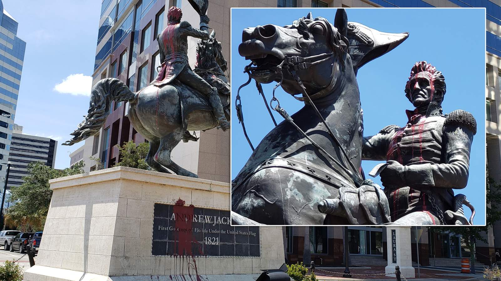 Man arrested, accused of vandalizing Andew Jackson statue