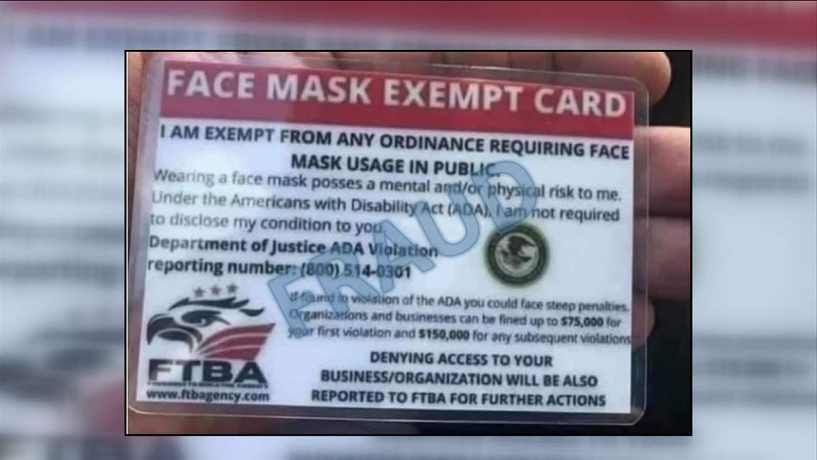 Consumer groups warning of fraudulent ‘face mask exempt cards’