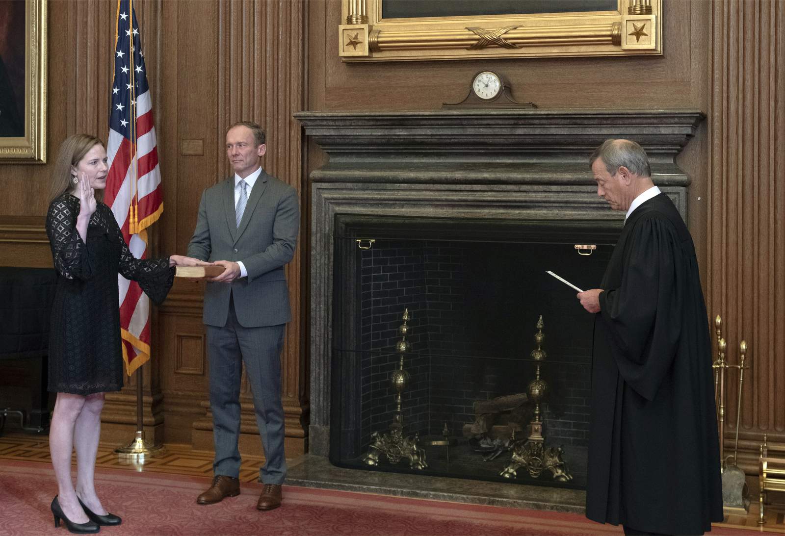 Barrett sworn in at court as issues important to Trump await