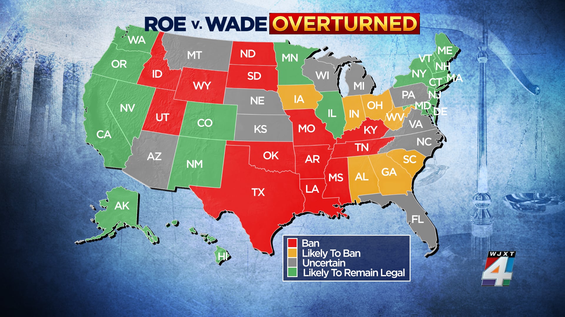 Here is an overview of abortion legislation and the expected impact of the court's decision in every state.