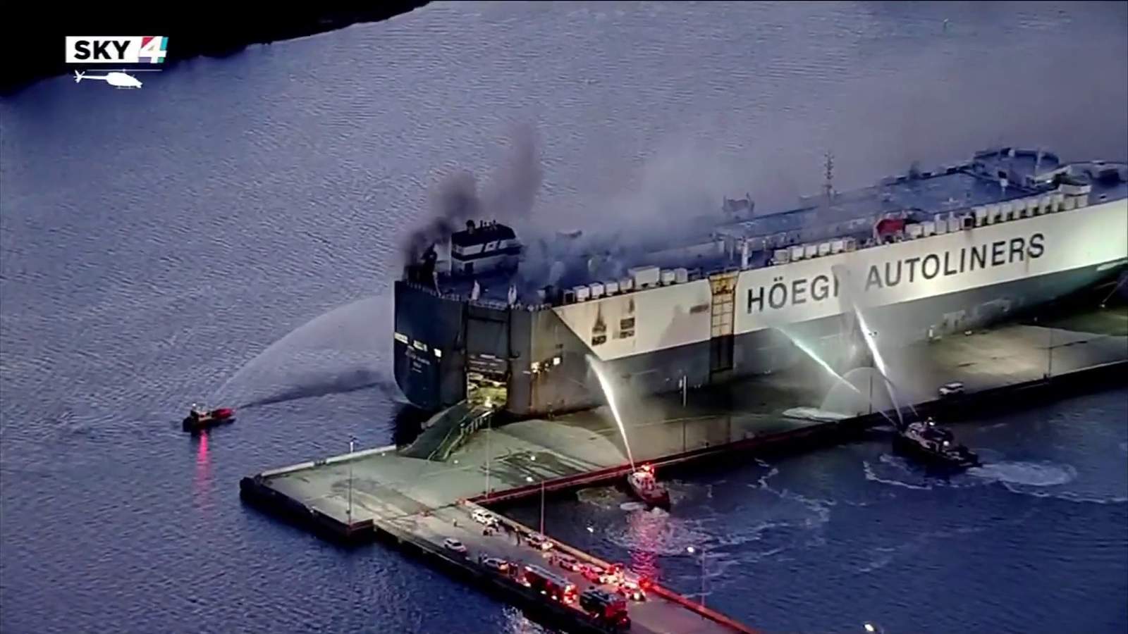JFRD: Fire aboard cargo ship ‘under control and contained'