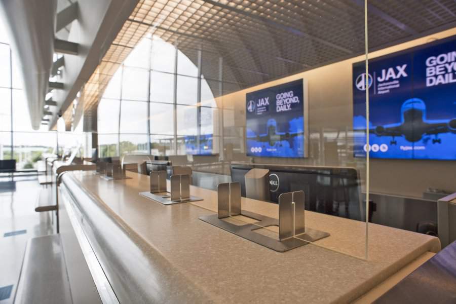 Plexiglass barriers installed at Jacksonville International Airport
