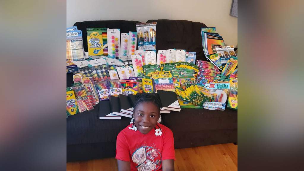 A 10-year-old girl has sent more than 1,500 art kits to kids in foster care and homeless shelters during the coronavirus pandemic