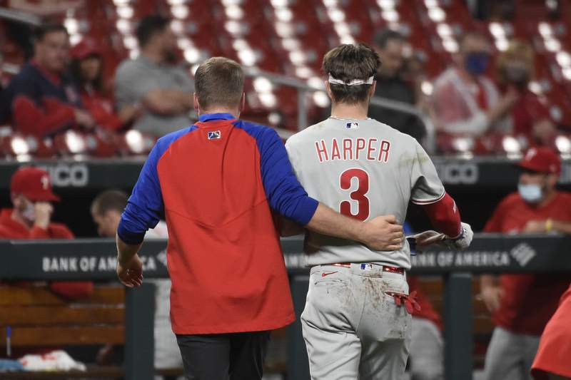 Phillies' Bryce Harper hit by pitch in face, "feels good"