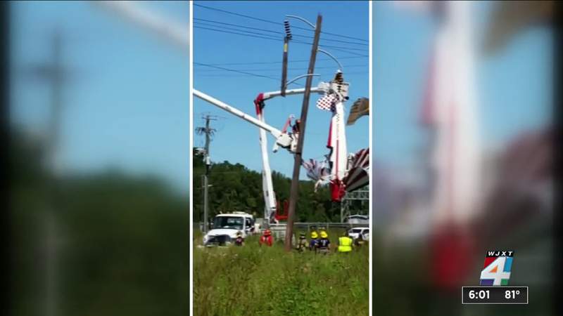 Florida pilot rescued after plane dangles from power lines in Waycross