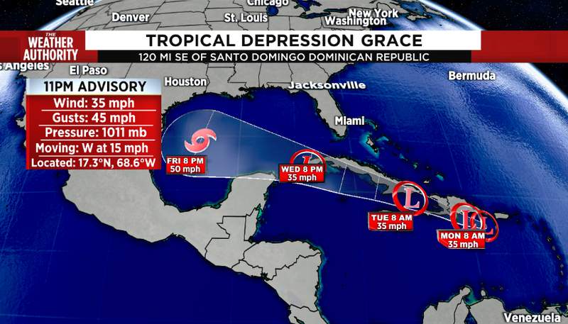 Grace weakens to Tropical Depression, Heavy rain expected for Dominican Republic and Haiti