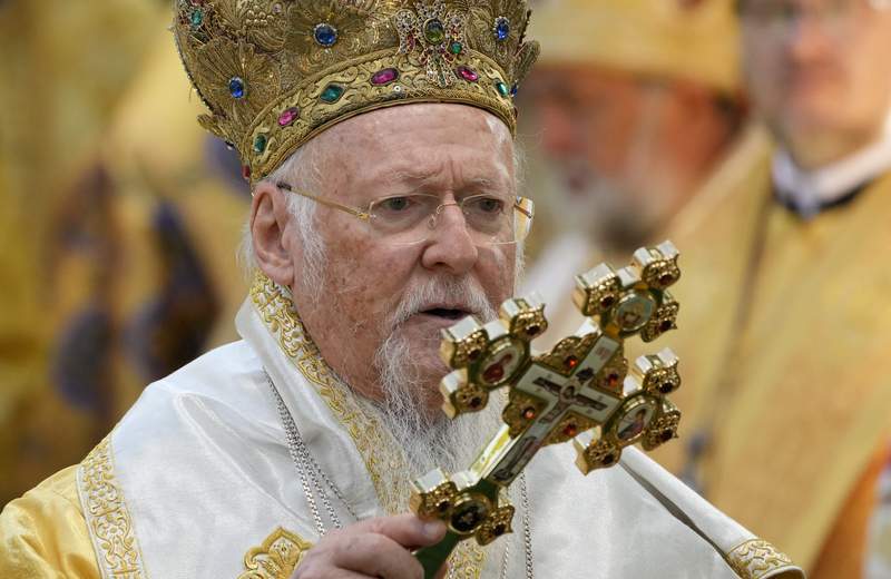 FILE - In this Sunday, Aug. 22, 2021 record  photo, Ecumenical Patriarch Bartholomew I, the spiritual   person  of the world's Orthodox Christians, leads a Mass astatine  the St. Sofia Cathedral successful  Kyiv, Ukraine. On Sunday, Oct. 24, 2021, the patriarch was hospitalized for reflection  aft  helium  felt unwell portion    preparing for a religion  work  connected  the archetypal  afloat  time  of a planned 12-day U.S. visit, the Greek Orthodox Archdiocese of America said. (AP Photo/Efrem Lukatsky)