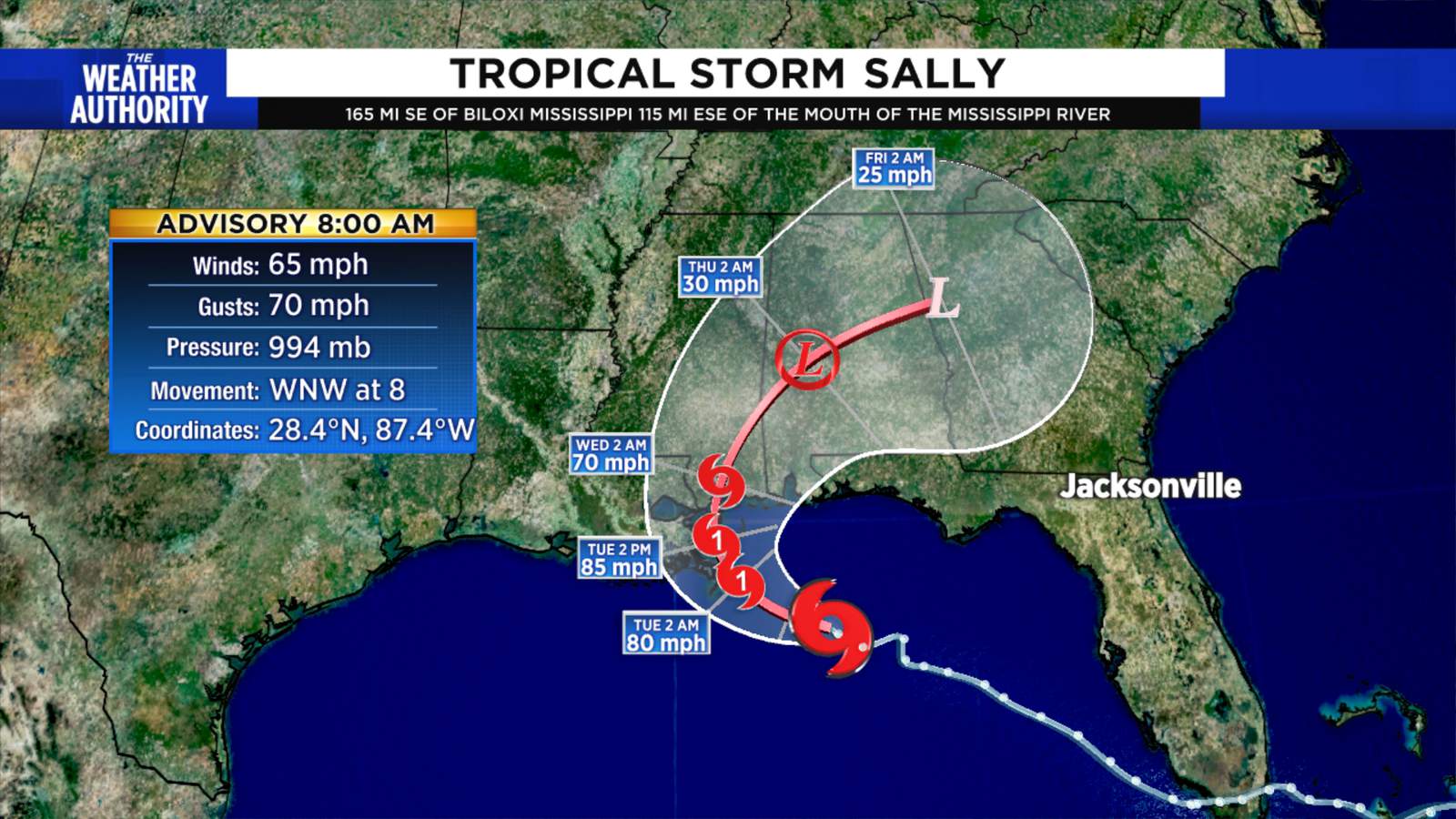 Tropical Storm Sally to become hurricane as it nears Gulf Coast