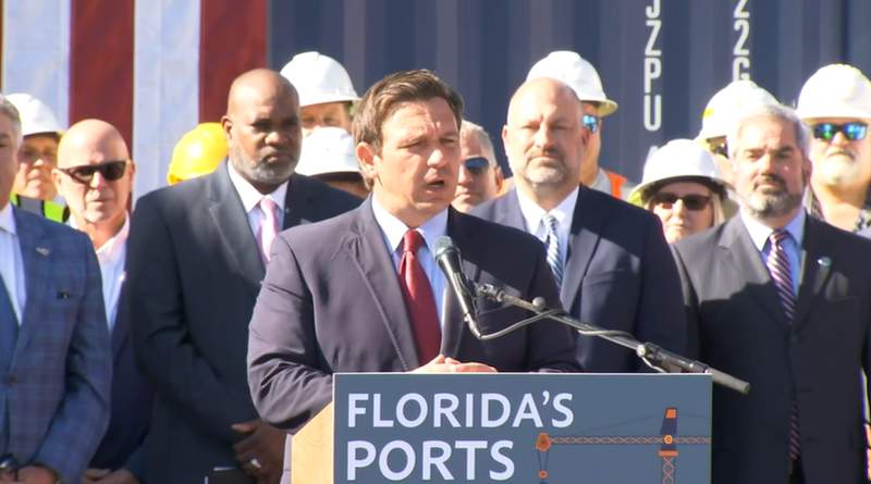 As supply chain issues continue, DeSantis says Florida ports are open for business