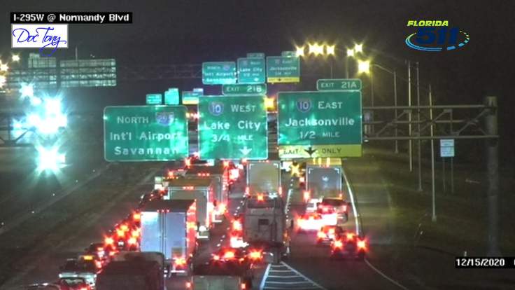 I-295 gridlocked early Tuesday morning due to crash