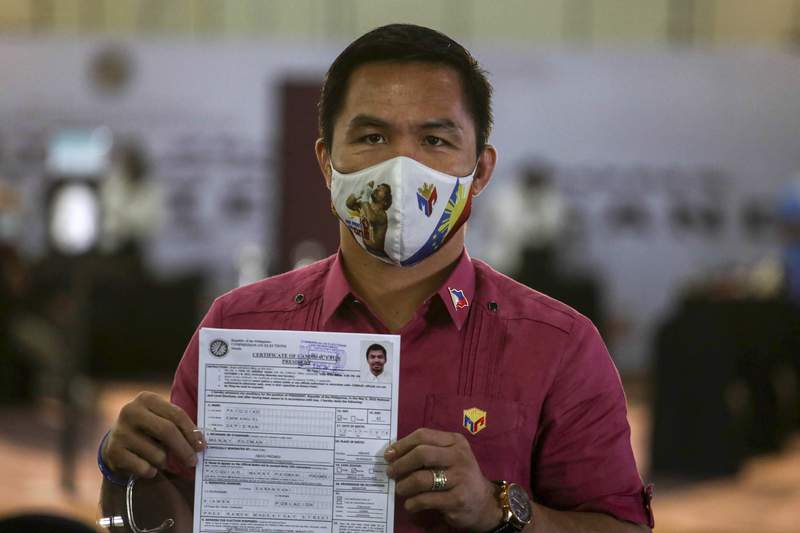 Pacquiao files bid for presidency as Philippine race heats