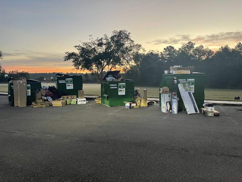 Recycling dumpsters at city drop-off sites overflowing before opening