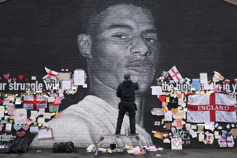 Mural in soccer star's hometown becomes anti-racism symbol