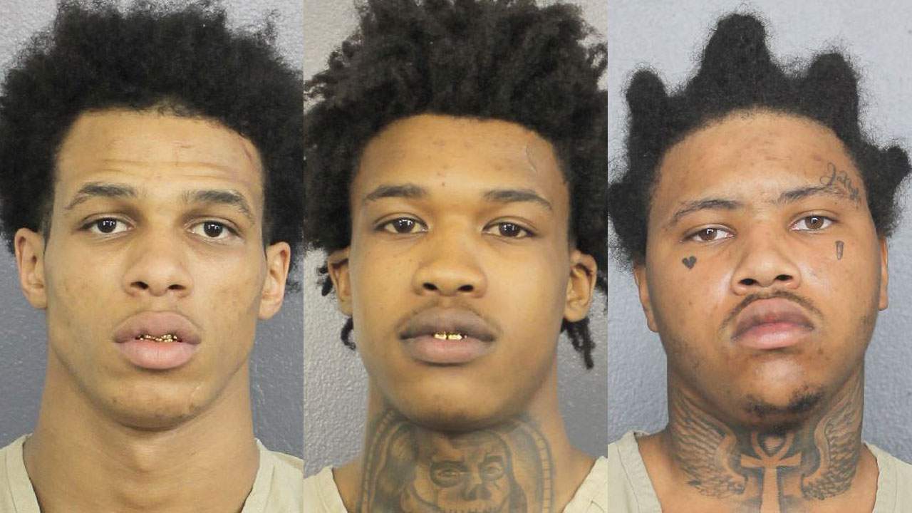 From left, Zion Odain Denvor Hall,  Yrek Williams and Tremaine Raekwon Hill are facing charges in about 30 residential burglaries in South Florida.