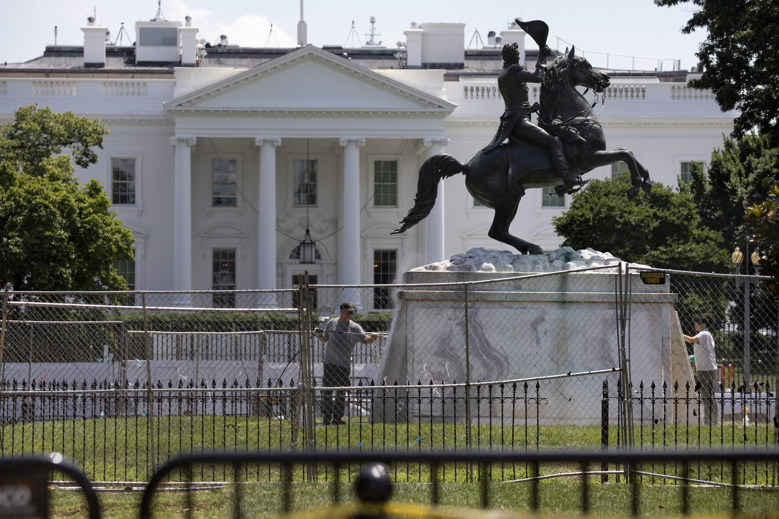 4 men charged in attack on Jackson statue near White House