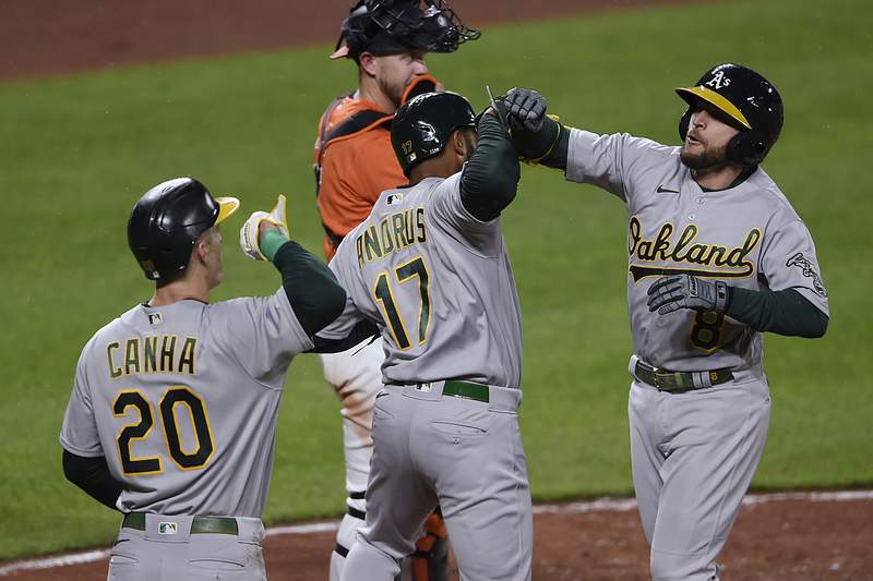 A's extend win streak to 13 with 7-2 victory over Orioles