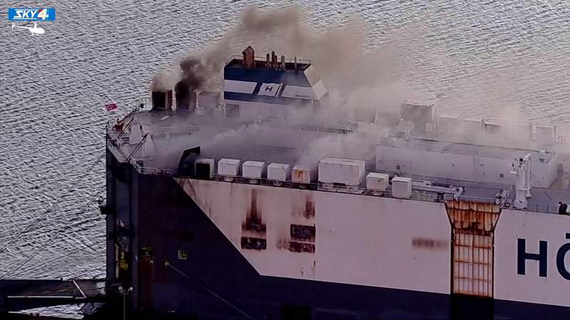 2 firefighters hurt in cargo ship explosion released from hospital