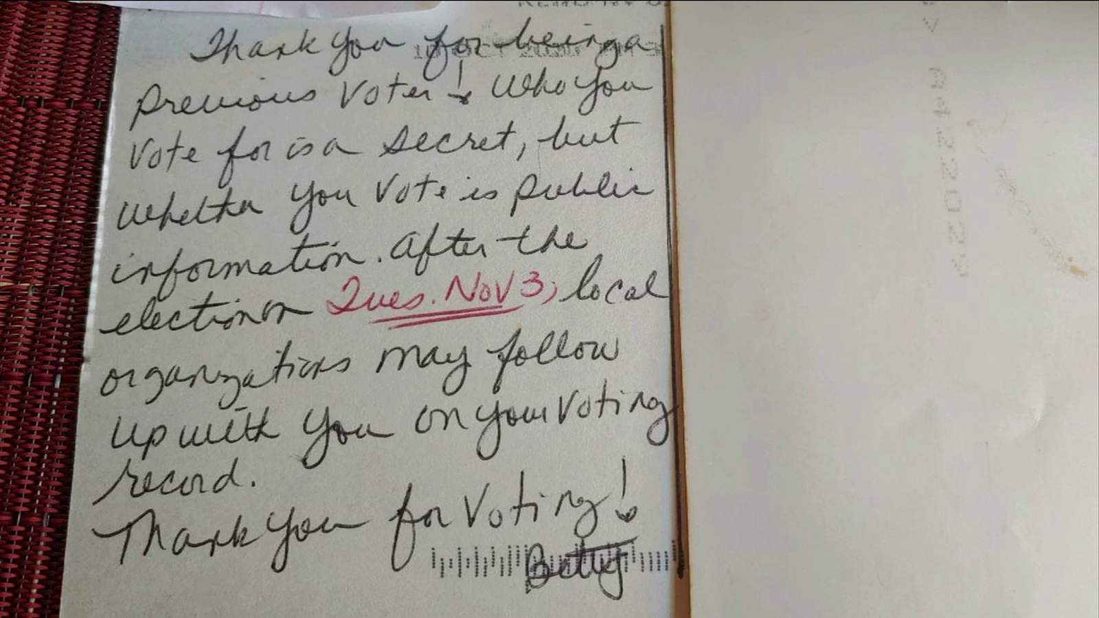 Putnam County voter says she received ‘intimidating’ postcard