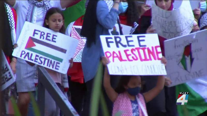 Download Protesters For Free Palestine Gather At Jacksonville City Hall