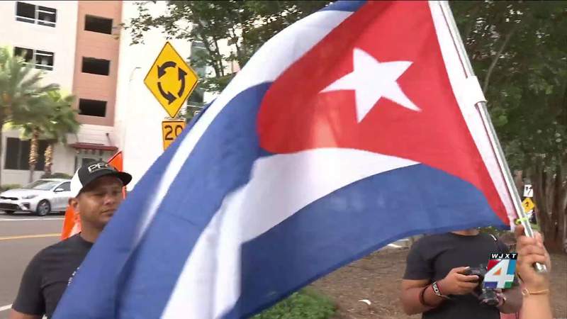 Demonstrators against Cuba’s communist leadership protest again in Jacksonville