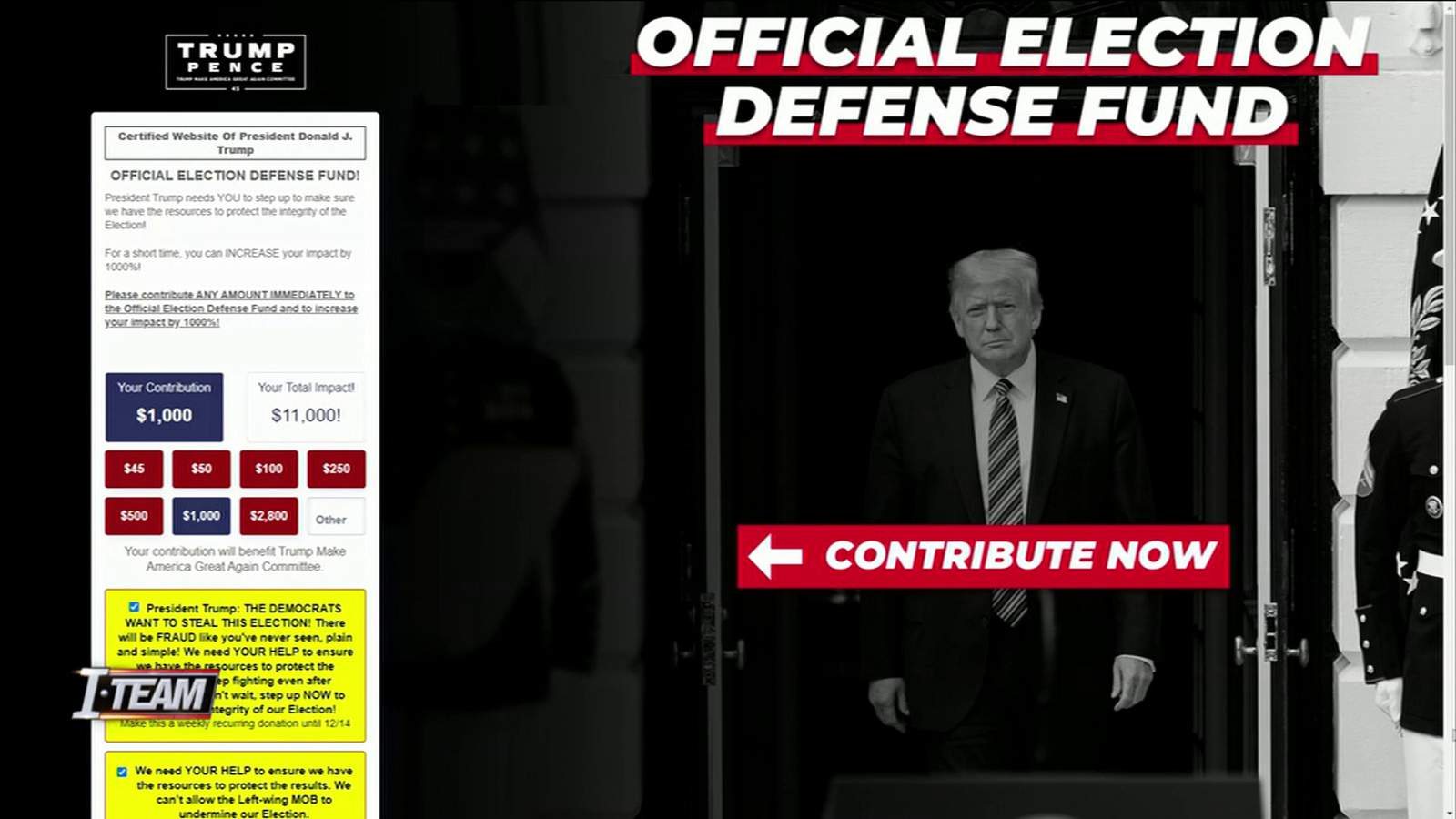 Donations to Trump election defense fund also pay down campaign debt