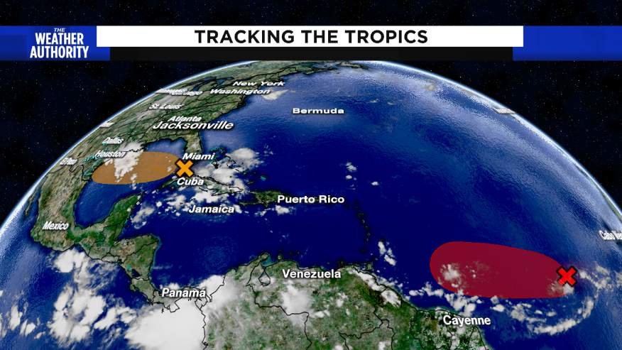 Two areas of interest in the Tropics