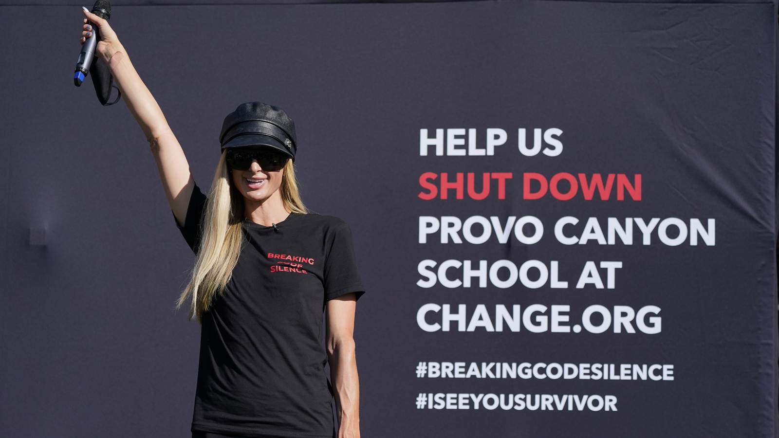 Paris Hilton protest calls for closure of Utah school