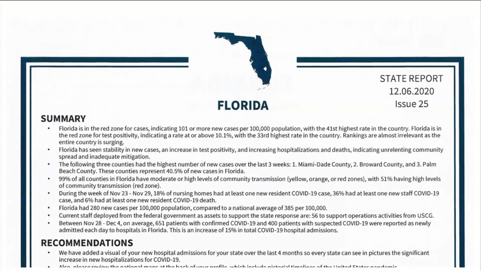 Task force puts Florida in coronavirus red zone, recommends stricter virus measures