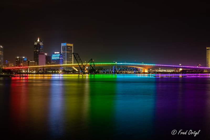 Acosta Bridge lights up in rainbow for Pride Month