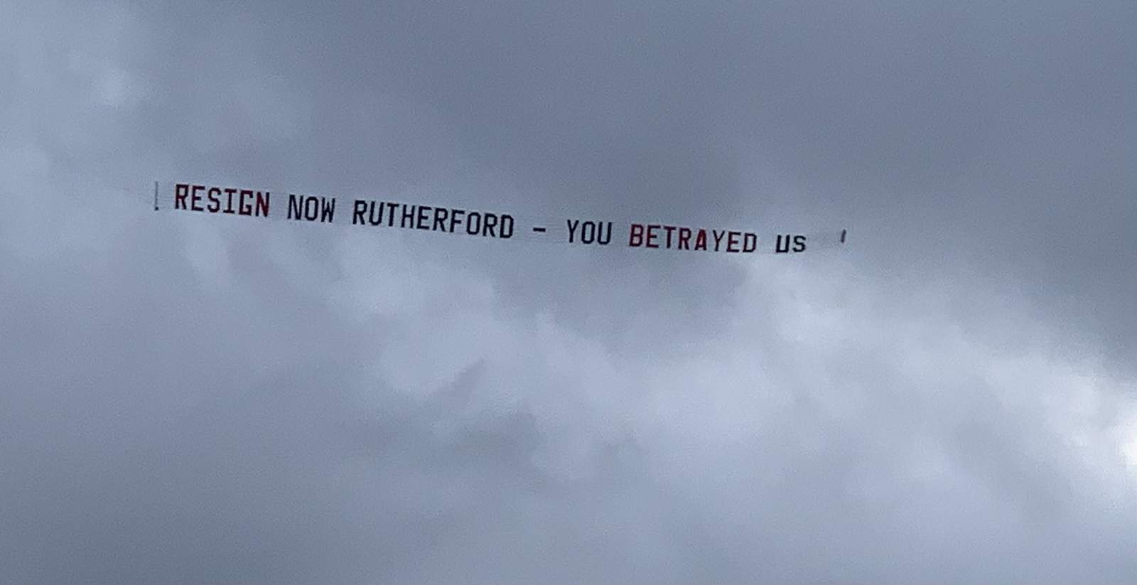 Aerial banner calls for Rutherford’s resignation