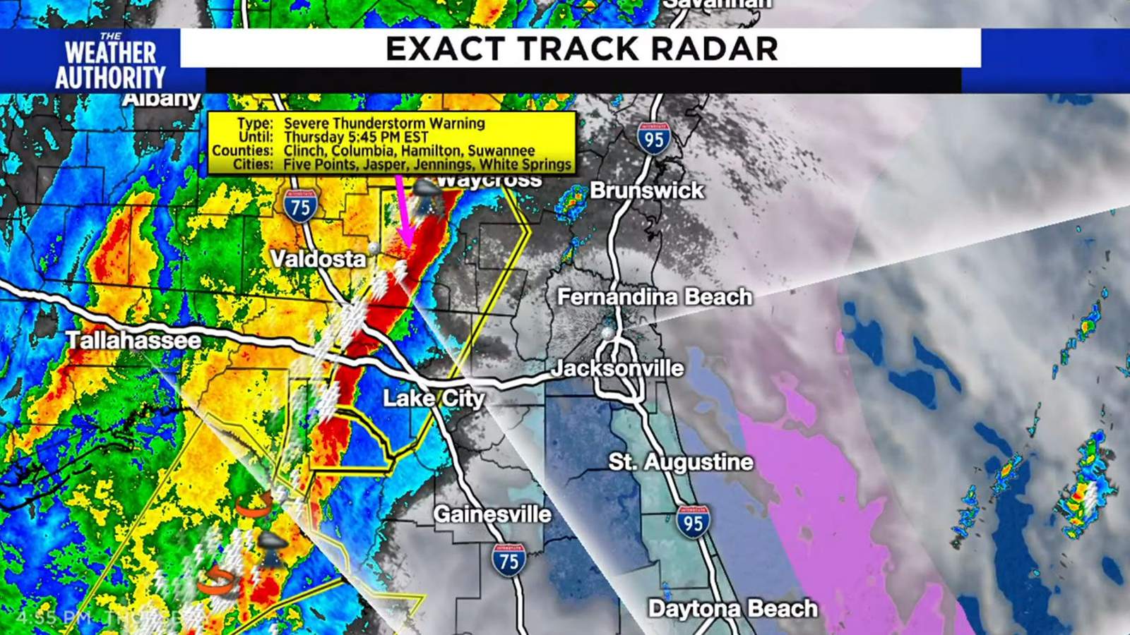 Severe thunderstorm warnings posted as storms push through Jacksonville
