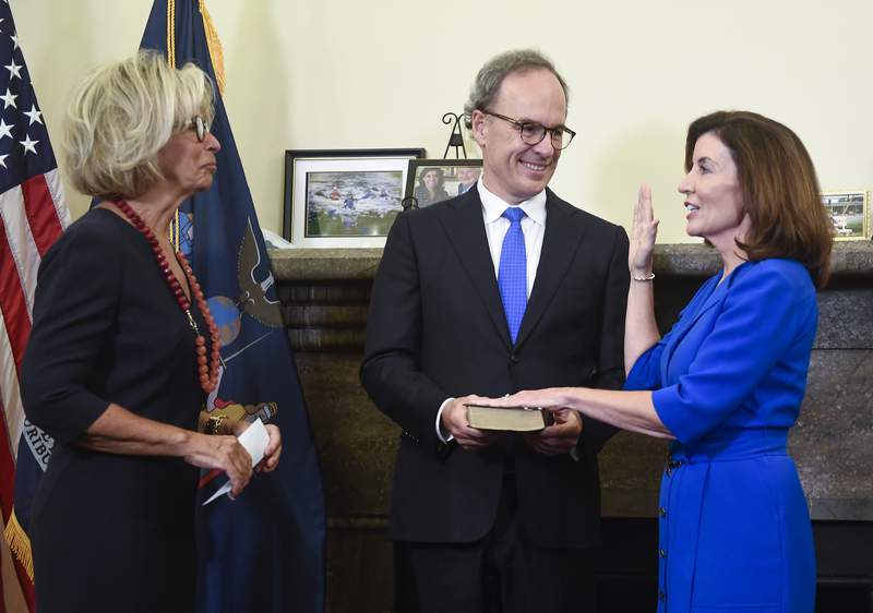 Hochul, NY's 1st female governor, vows to end 'distractions'