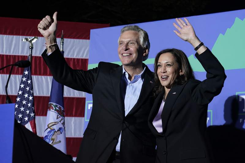 Harris campaigns in Virginia, calls governor's race 'tight'