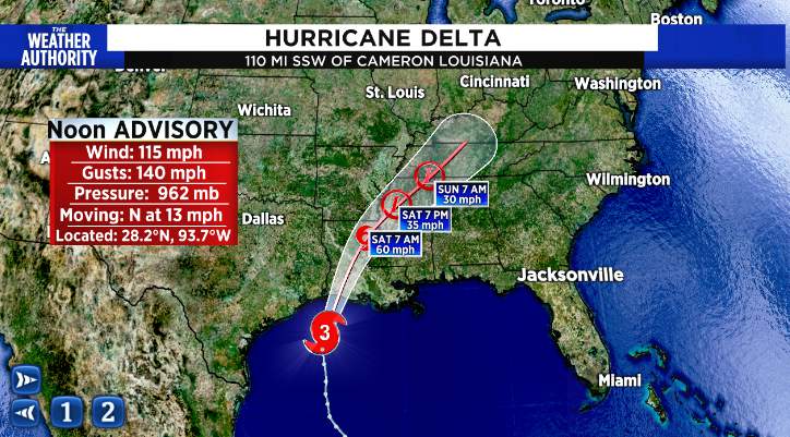 Hurricane Delta moving closer to Louisiana