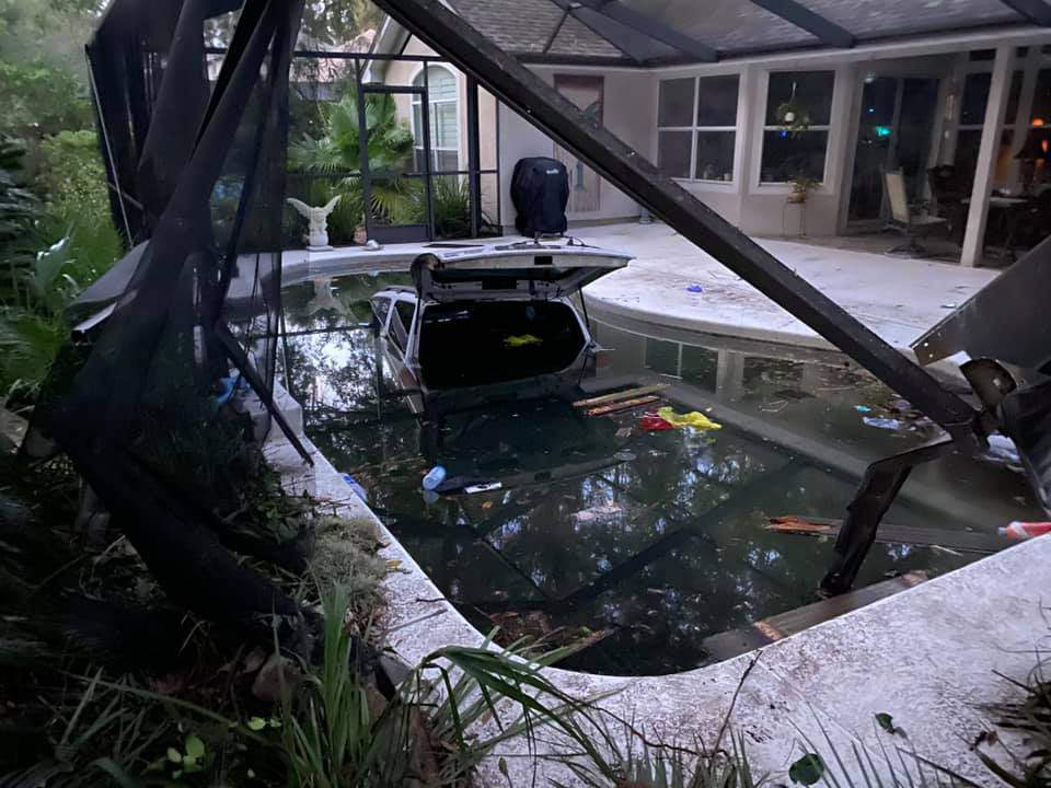 15-year-old driver crashes SUV into pool, Nassau County deputies say