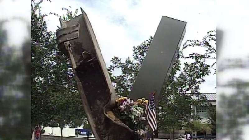 Piece of North Tower destroyed on 9/11 rests in courtyard at Bartram Trail