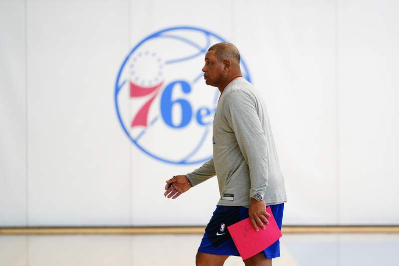 Simmons practices with 76ers; status for opener unknown