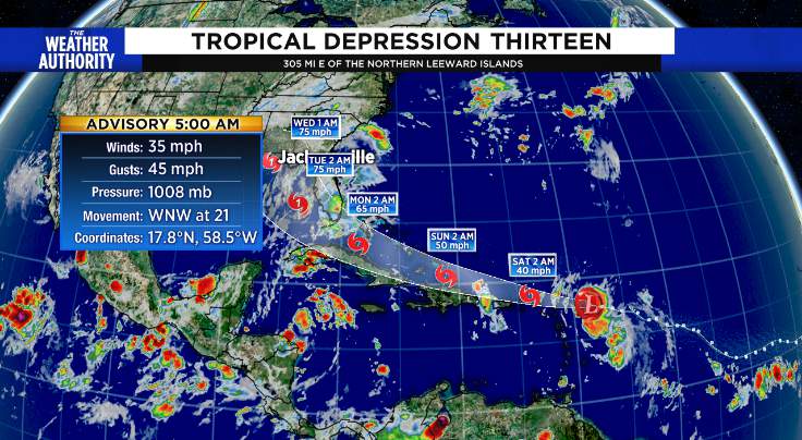 Tropical Depression 13 likely to stay marginal through Saturday, then watch out