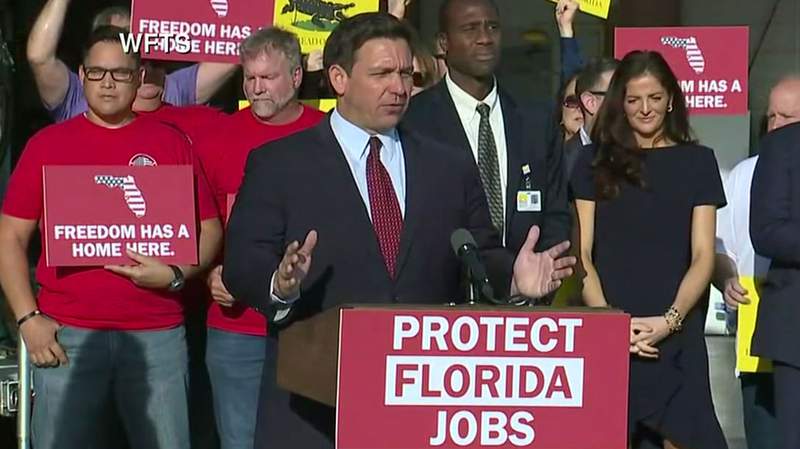 Gov. Ron DeSantis announces he's asking for a peculiar   league   of the Florida Legislature to walk  a instrumentality    blocking the national  mandate that each  employees beryllium  vaccinated.