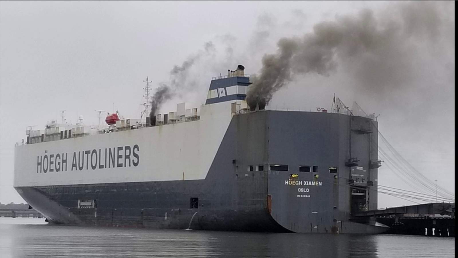 Cargo ship on fire near Blount Island; loaded with vehicles