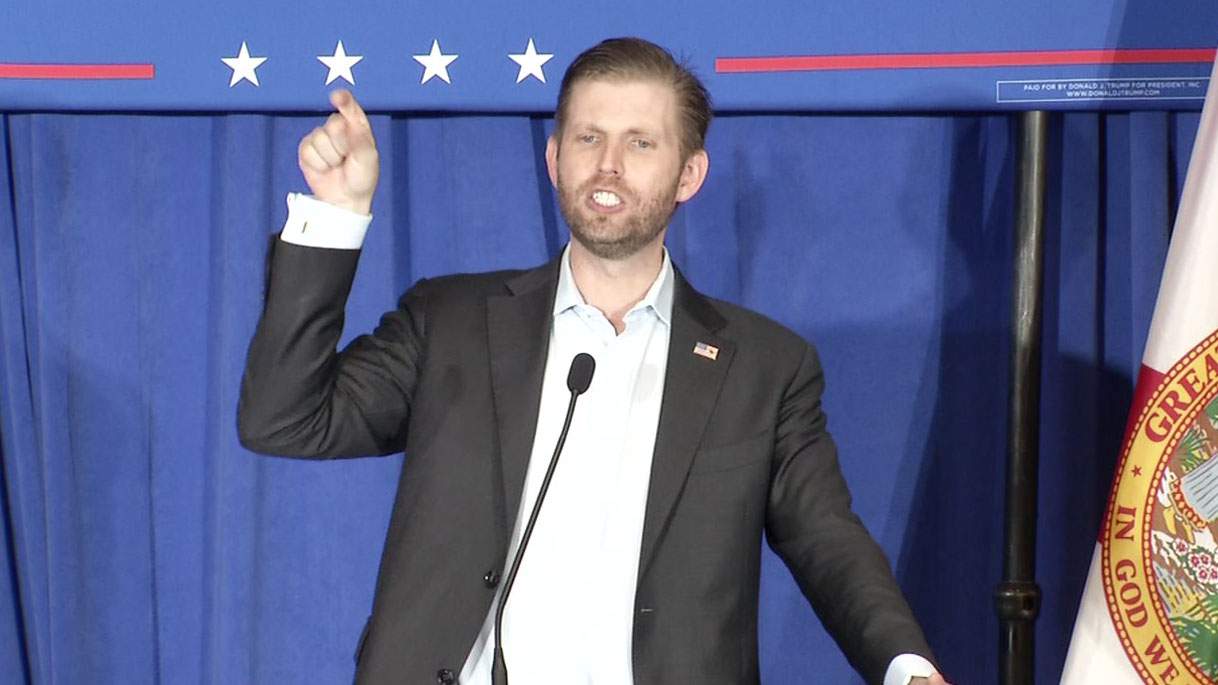 Eric Trump rallies for his dad at Jacksonville event