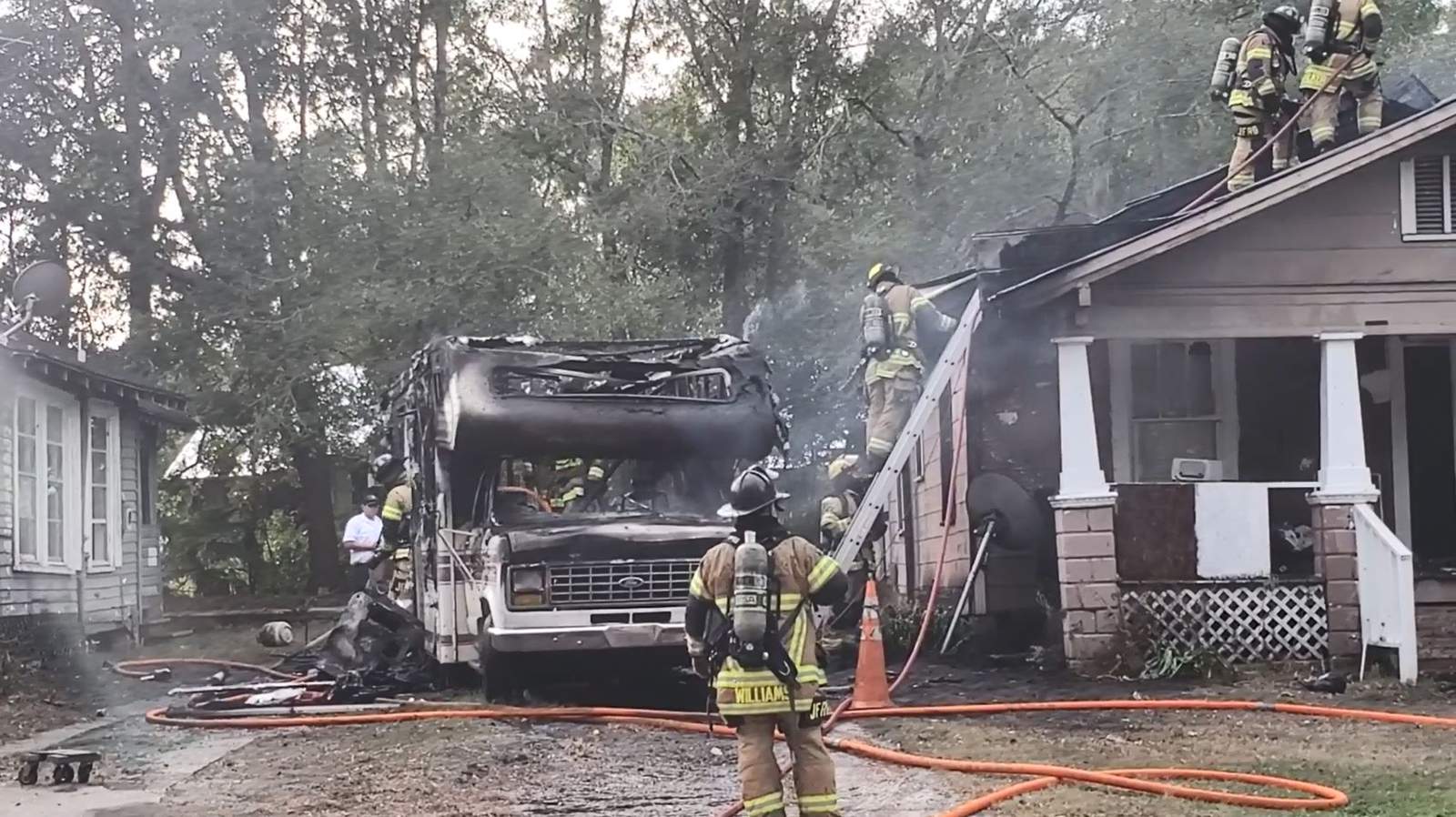 RV fire spreads to home on Jacksonville’s Westside