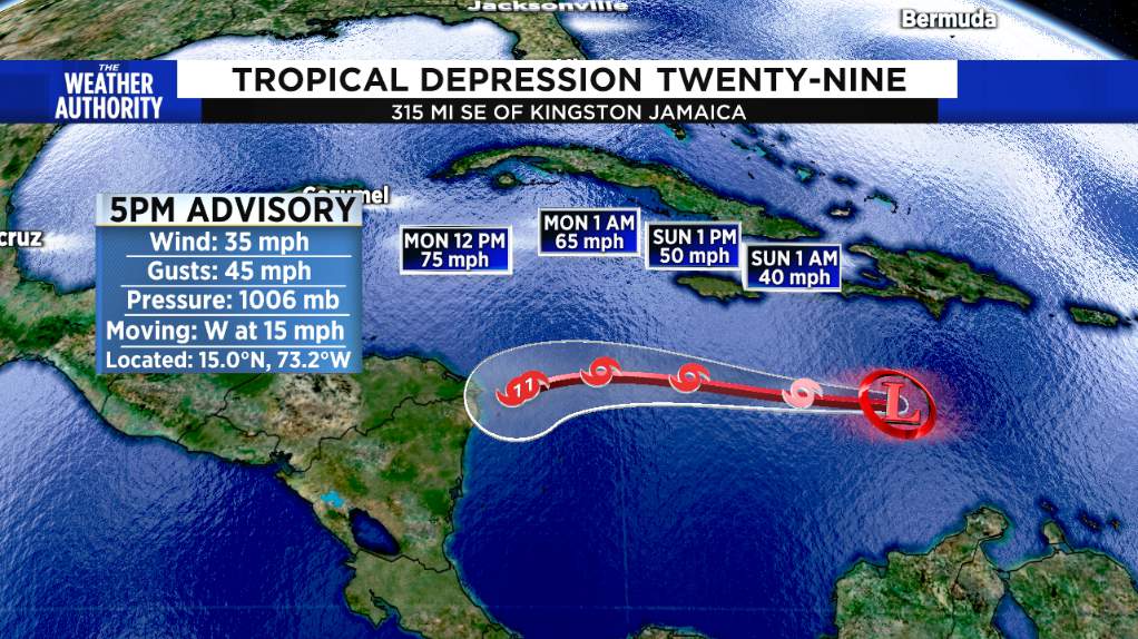 One more time: Tropical Depression 29 forms in Caribbean
