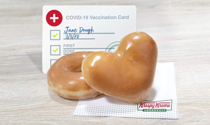 Krispy Kreme offers two free doughnuts with vaccine card