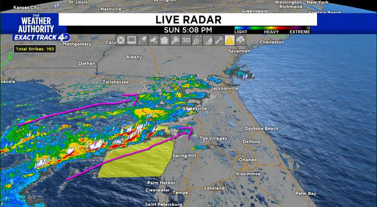 Rain develops in Gulf and tracks east across Northeast Florida