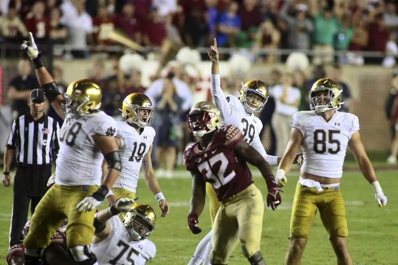 No. 9 Notre Dame escapes with OT victory Florida State
