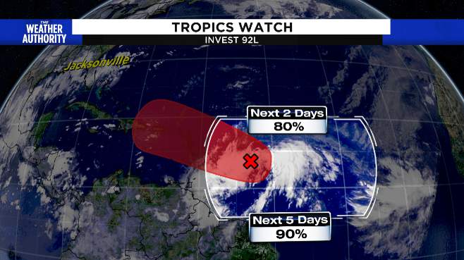 Hurricane Hunter Aircraft to investigate system this afternoon