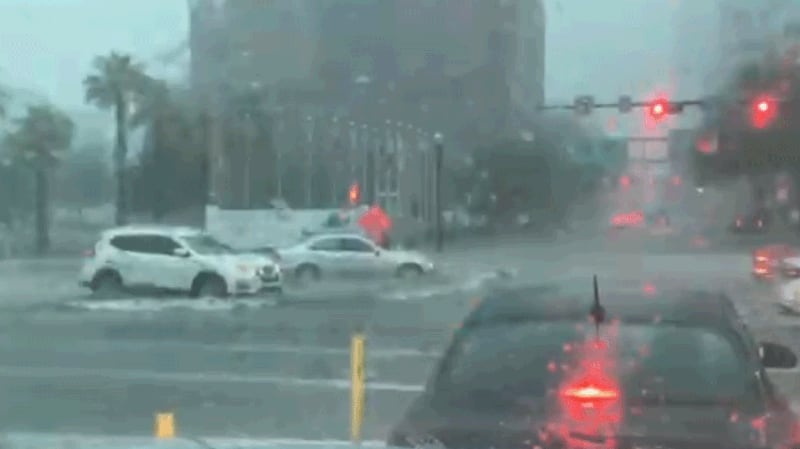 Heavy rain floods Jacksonville streets