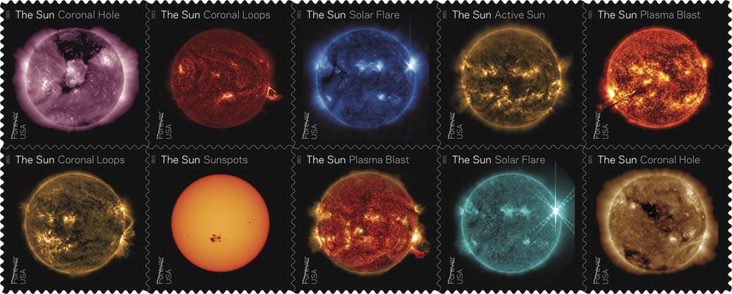 New stamps coming out from NASA showing dazzling images of our sun